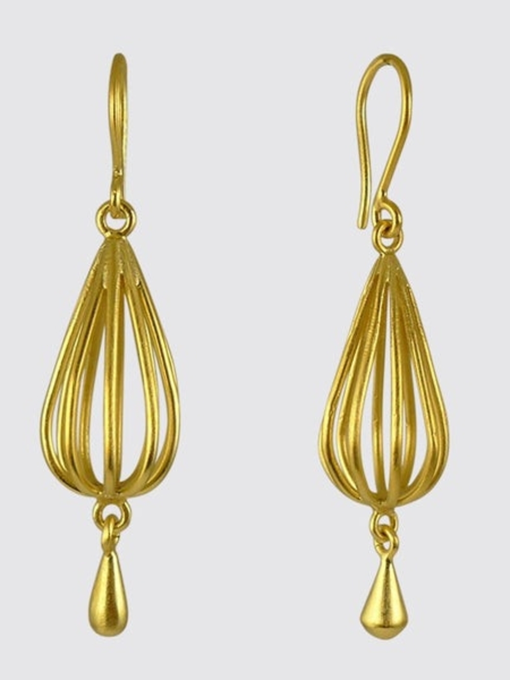 NIB Jane Diaz Wire Cage Droplet Earrings- Gold